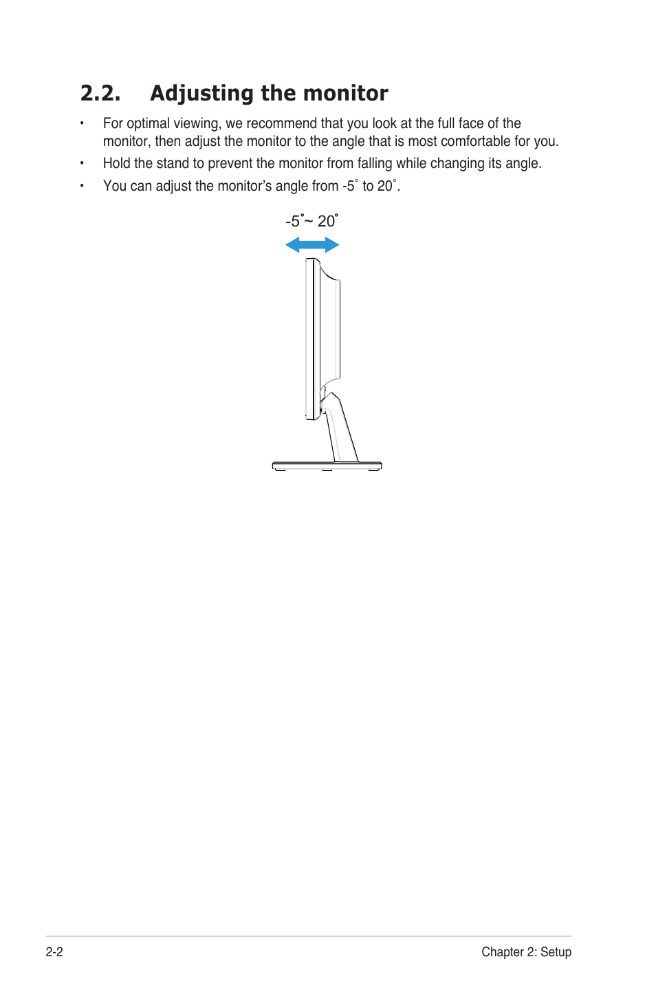 Adjusting the monitor -2, Adjusting the monitor | Asus VW197DR User Manual | Page 14 / 21