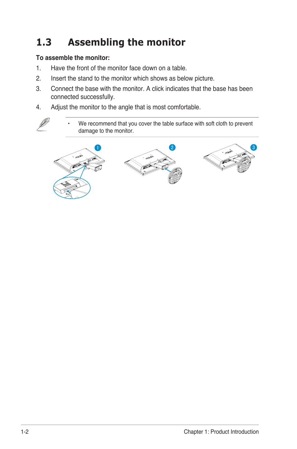 Assembling the monitor -2, 3 assembling the monitor | Asus VW197DR User Manual | Page 8 / 21