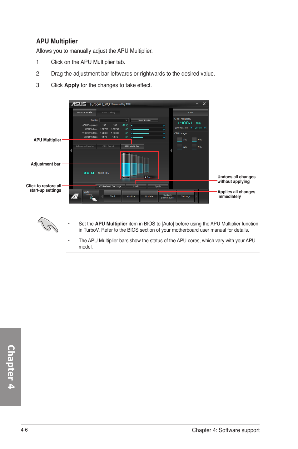 Chapter 4, Apu multiplier | Asus F2A85-M PRO User Manual | Page 100 / 165