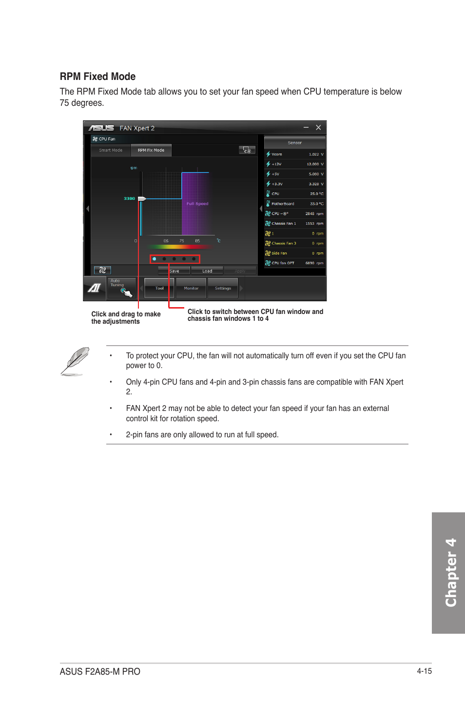 Chapter 4, Rpm fixed mode | Asus F2A85-M PRO User Manual | Page 109 / 165