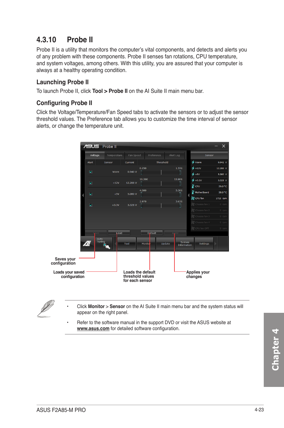 10 probe ii, Probe ii -23, Chapter 4 | Launching probe ii, Configuring probe ii | Asus F2A85-M PRO User Manual | Page 117 / 165