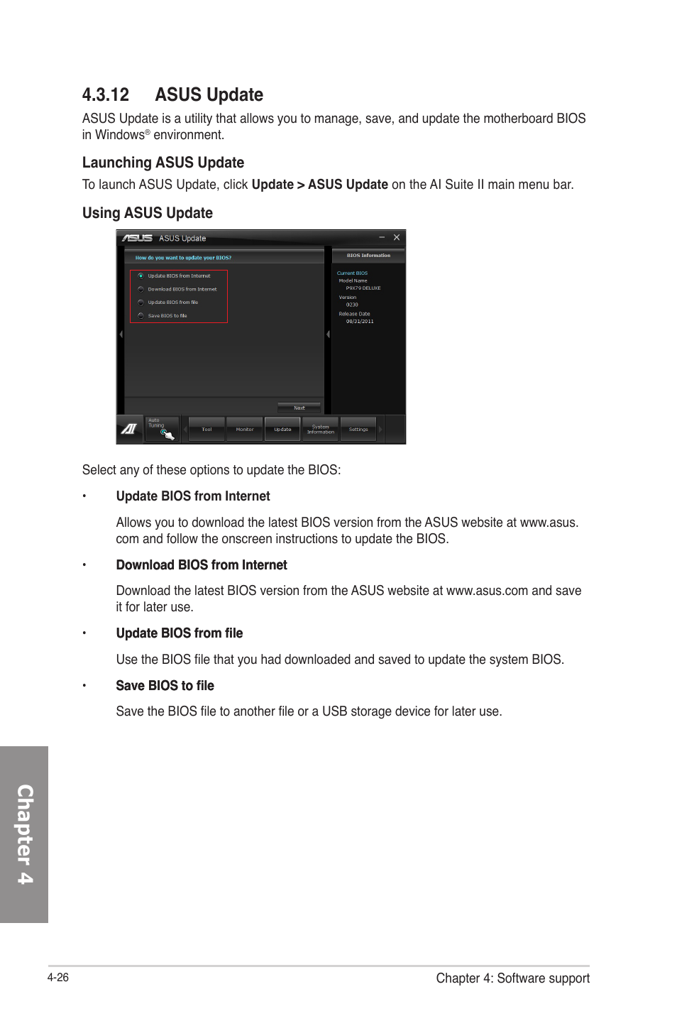 12 asus update, Asus update -26, Chapter 4 | Asus F2A85-M PRO User Manual | Page 120 / 165