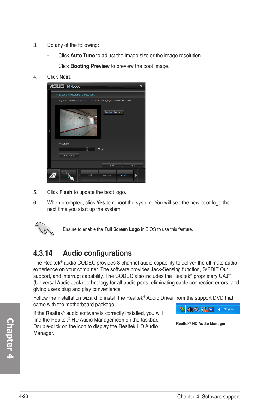 14 audio configurations, Audio configurations -28, Chapter 4 | Asus F2A85-M PRO User Manual | Page 122 / 165