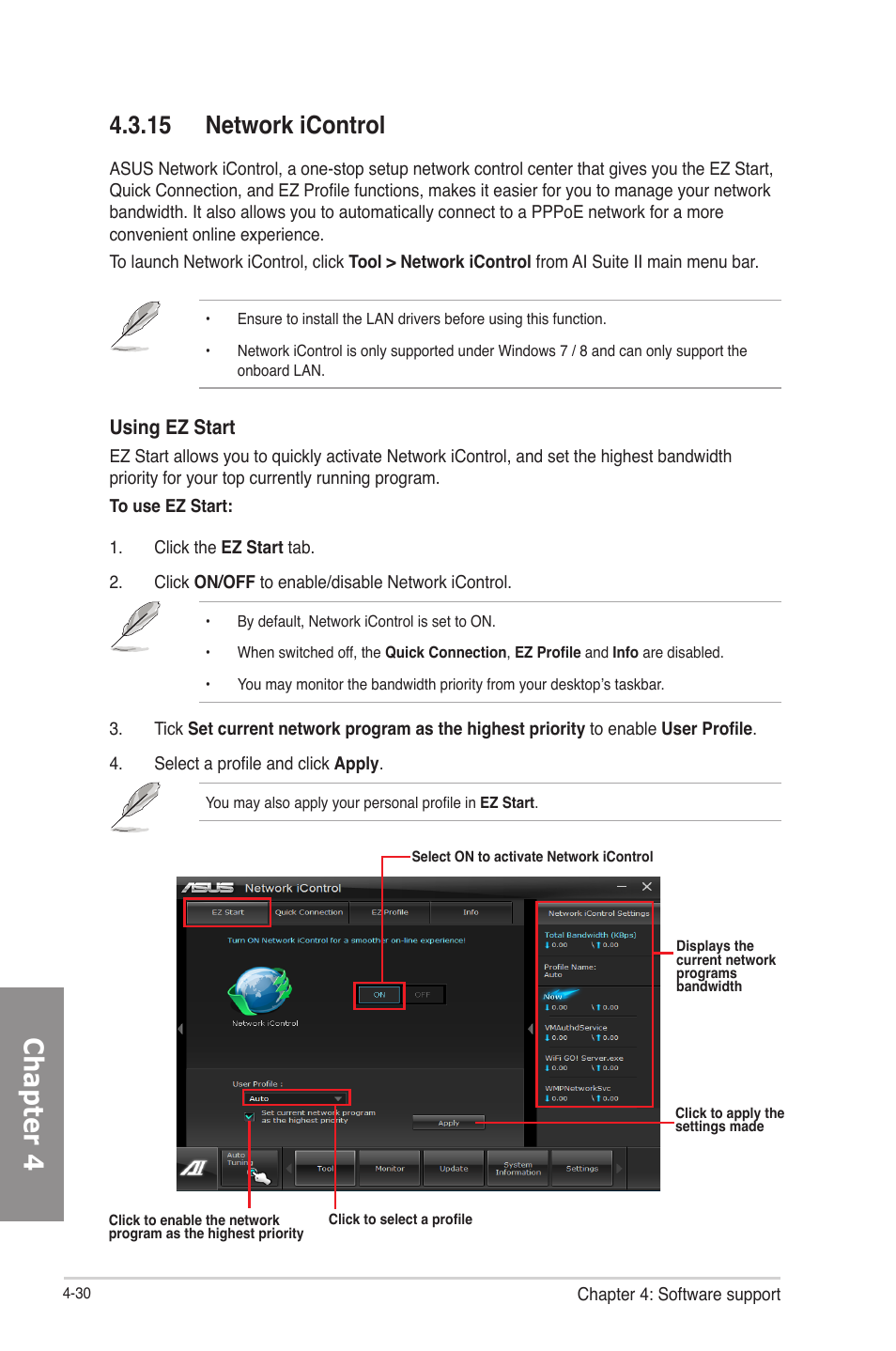 15 network icontrol, Network icontrol -30, Chapter 4 | Using ez start | Asus F2A85-M PRO User Manual | Page 124 / 165