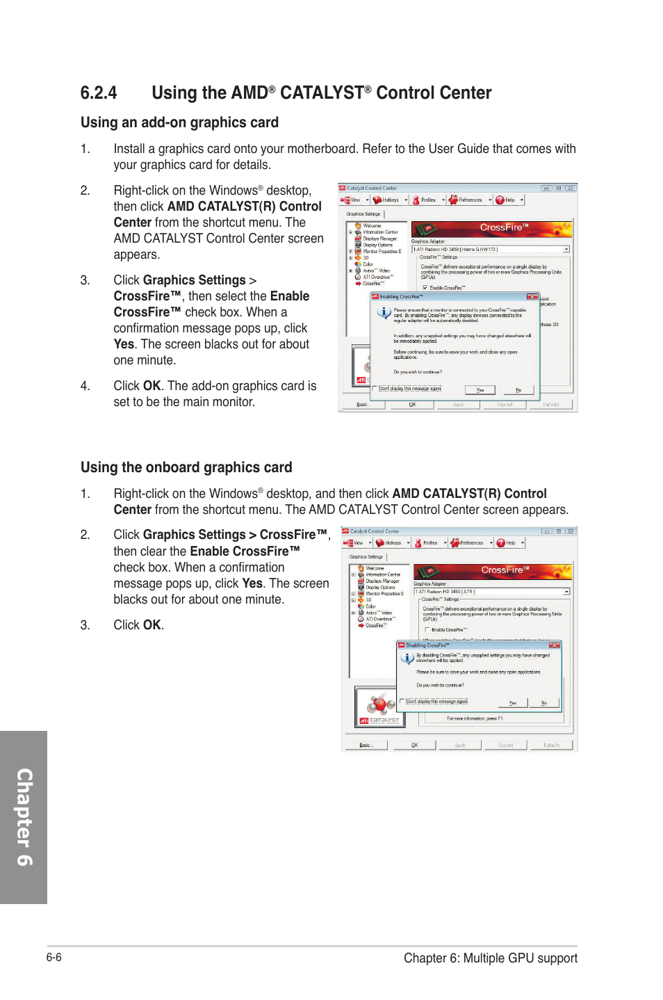 4 using the amd® catalyst® control center, Using the amd, Catalyst | Control center -6, Chapter 6, 4 using the amd, Control center | Asus F2A85-M PRO User Manual | Page 154 / 165