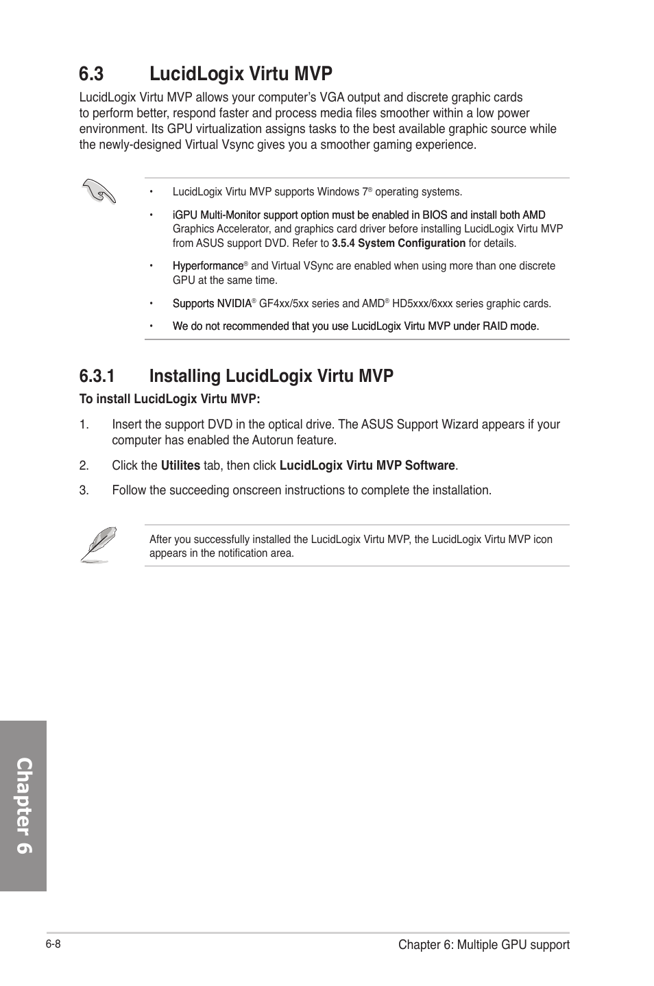 3 lucidlogix virtu mvp, 1 installing lucidlogix virtu mvp, Lucidlogix virtu mvp -8 6.3.1 | Installing lucidlogix virtu mvp -8, Chapter 6 6.3 lucidlogix virtu mvp | Asus F2A85-M PRO User Manual | Page 156 / 165