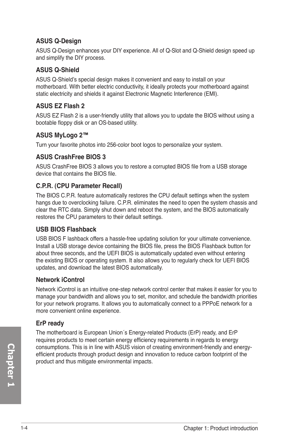 Chapter 1 | Asus F2A85-M PRO User Manual | Page 20 / 165