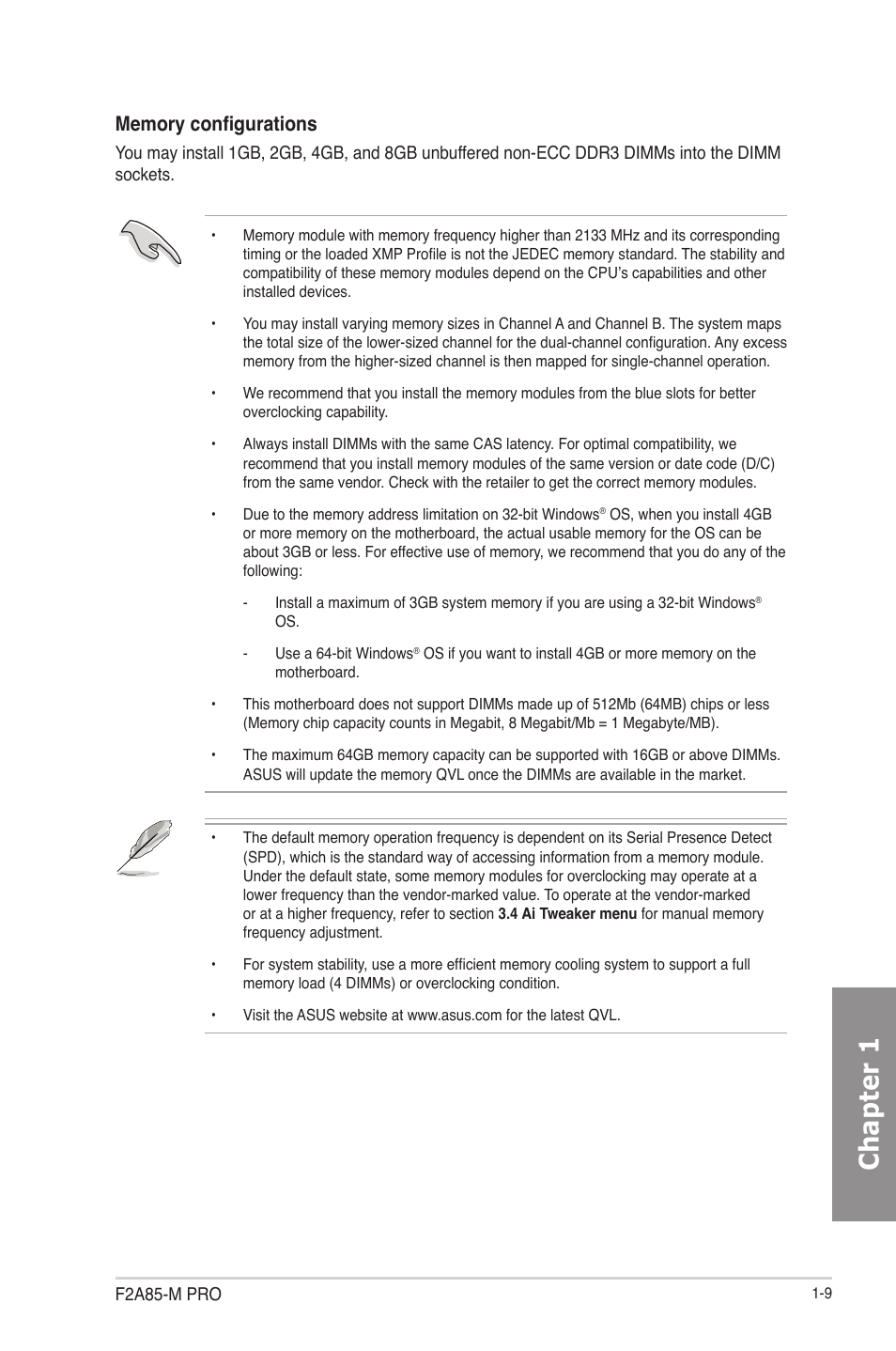 Chapter 1 | Asus F2A85-M PRO User Manual | Page 25 / 165