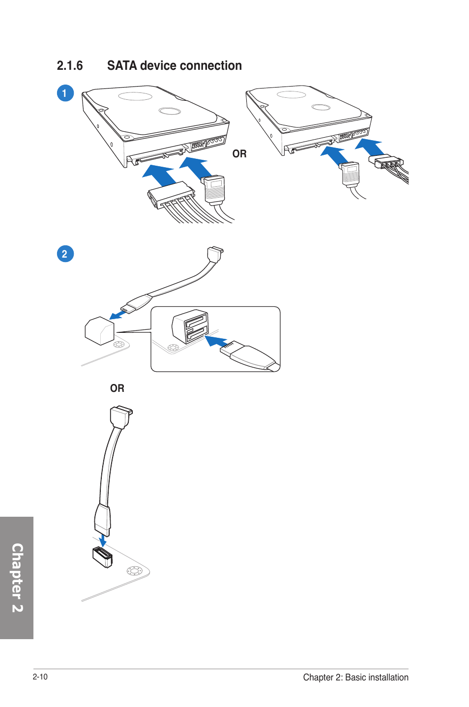 6 sata device connection, Sata device connection -10, Chapter 2 | Asus F2A85-M PRO User Manual | Page 58 / 165