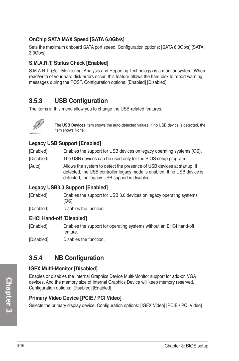 3 usb configuration, 4 nb configuration, Usb configuration -16 | Nb configuration -16, Chapter 3 | Asus F2A85-M PRO User Manual | Page 82 / 165