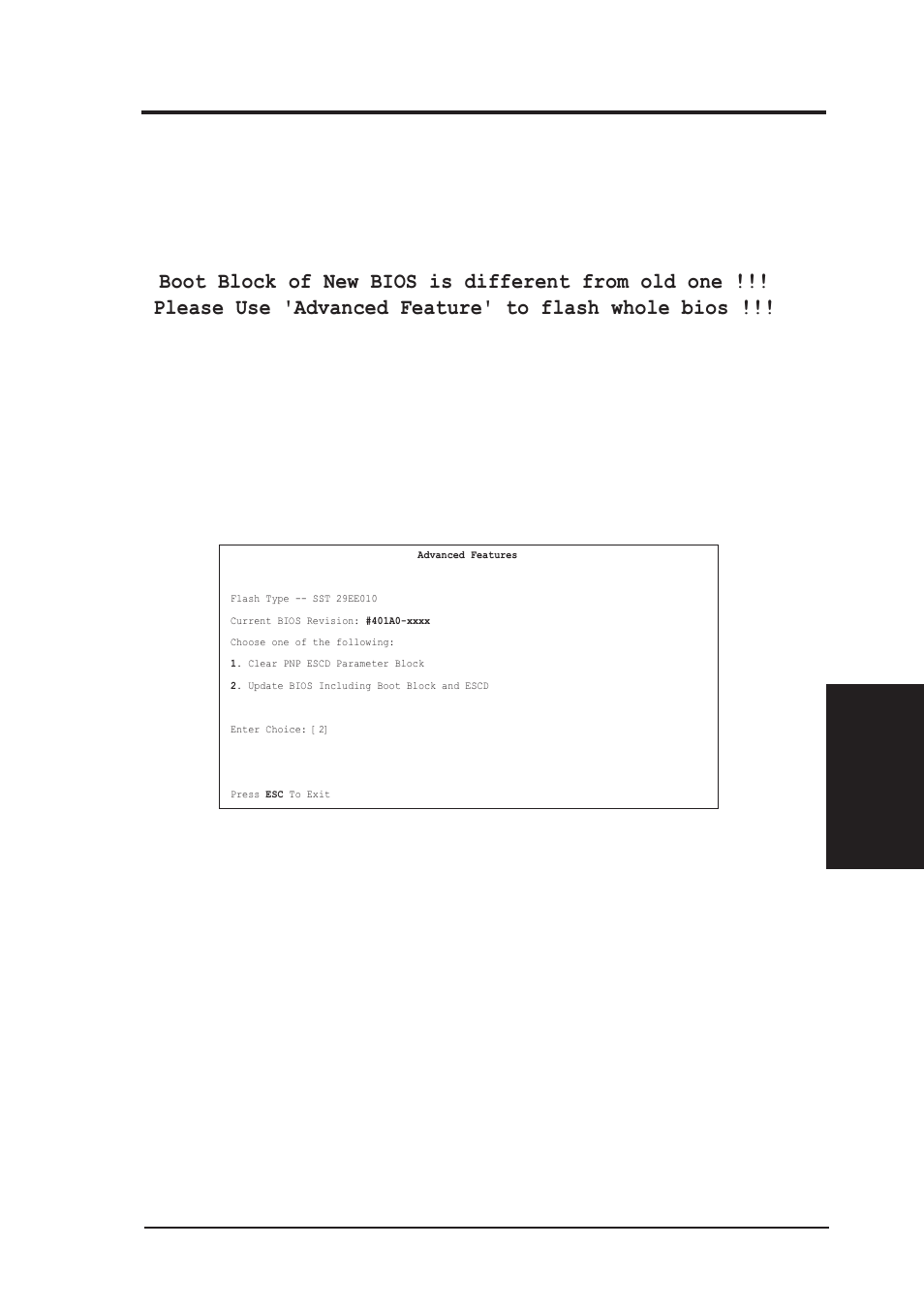 Iv. bios software, Advanced features menu | Asus TX97-XV User Manual | Page 35 / 98