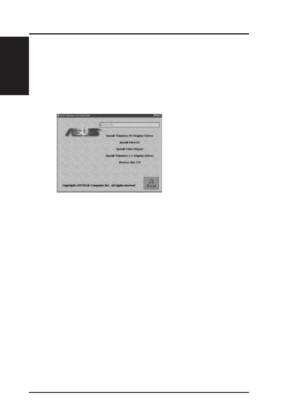 Vi. microsoft windows 95, Video driver installation | Asus TX97-XV User Manual | Page 66 / 98