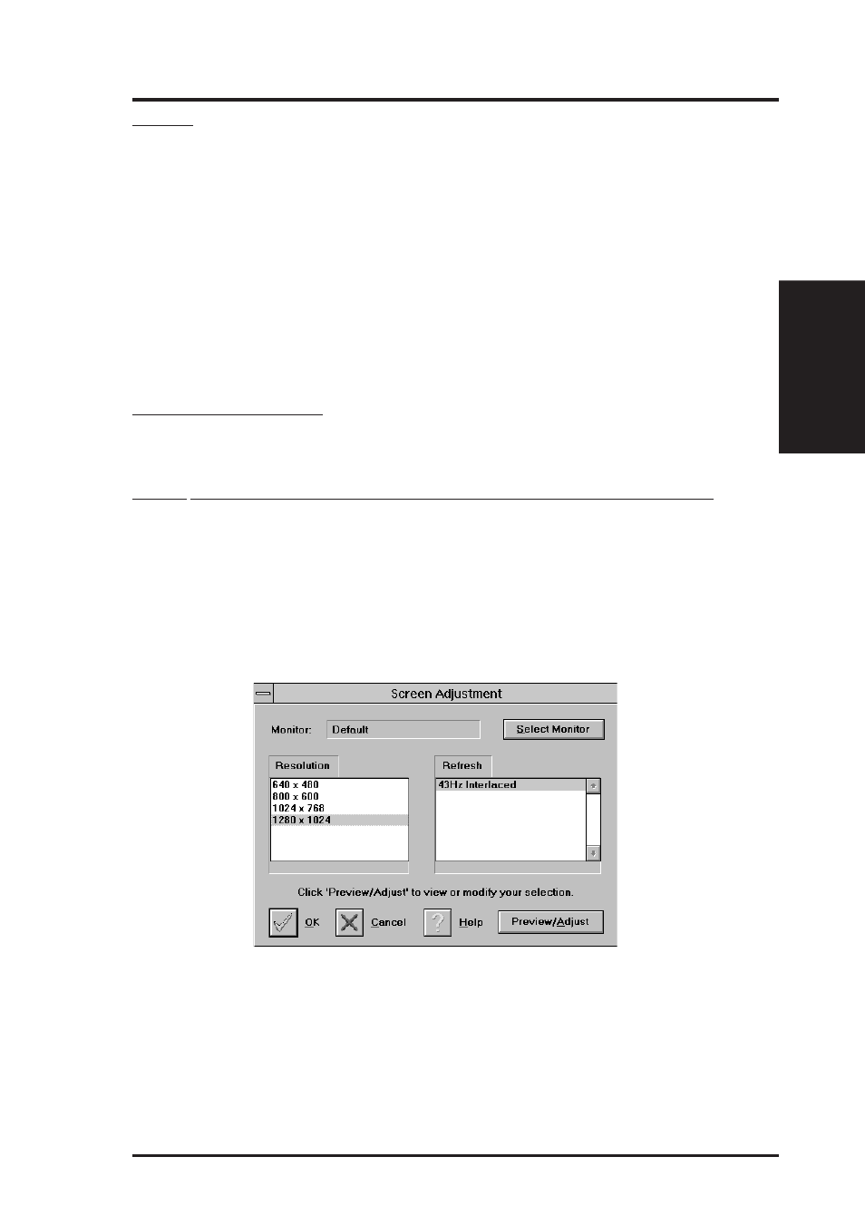 Vii. microsoft windows 3.x, Screen adjustment | Asus TX97-XV User Manual | Page 79 / 98