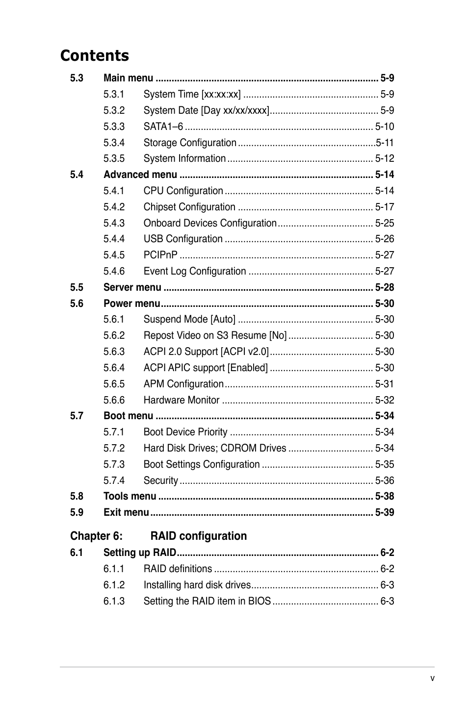 Asus RS500A-X6/PS4 User Manual | Page 5 / 146