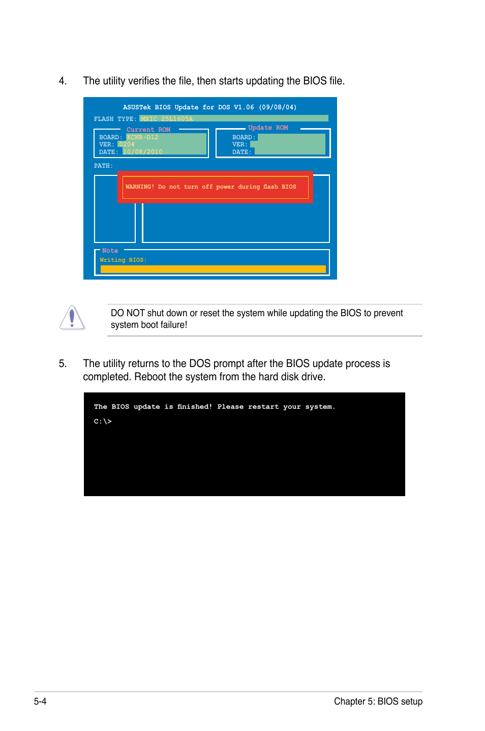 4 chapter 5: bios setup | Asus RS500A-X6/PS4 User Manual | Page 68 / 146