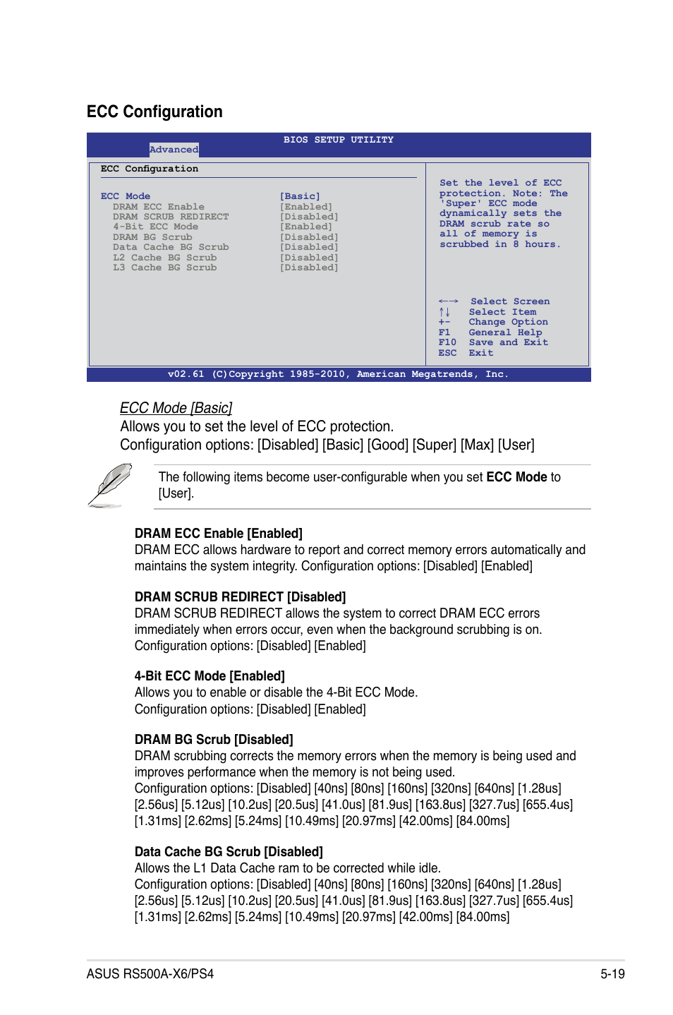 Ecc configuration | Asus RS500A-X6/PS4 User Manual | Page 83 / 146