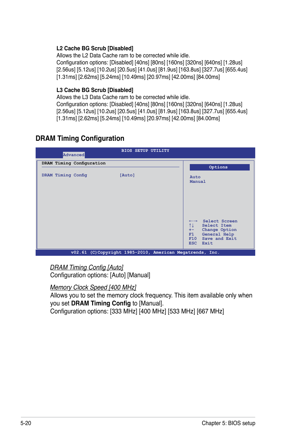 Dram timing configuration | Asus RS500A-X6/PS4 User Manual | Page 84 / 146