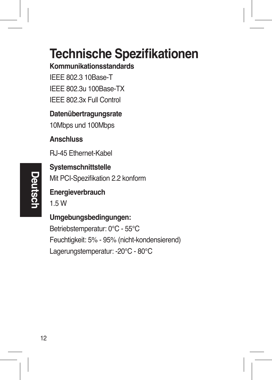 Technische speziﬁkationen | Asus NX1001 User Manual | Page 12 / 44