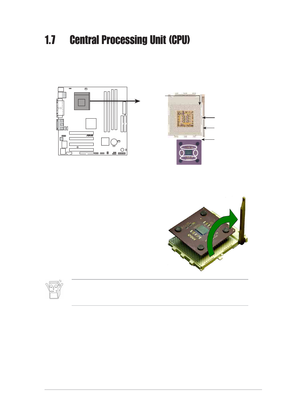 7 central processing unit (cpu), 1 installing the cpu | Asus A7S266-VM/U2 User Manual | Page 19 / 60