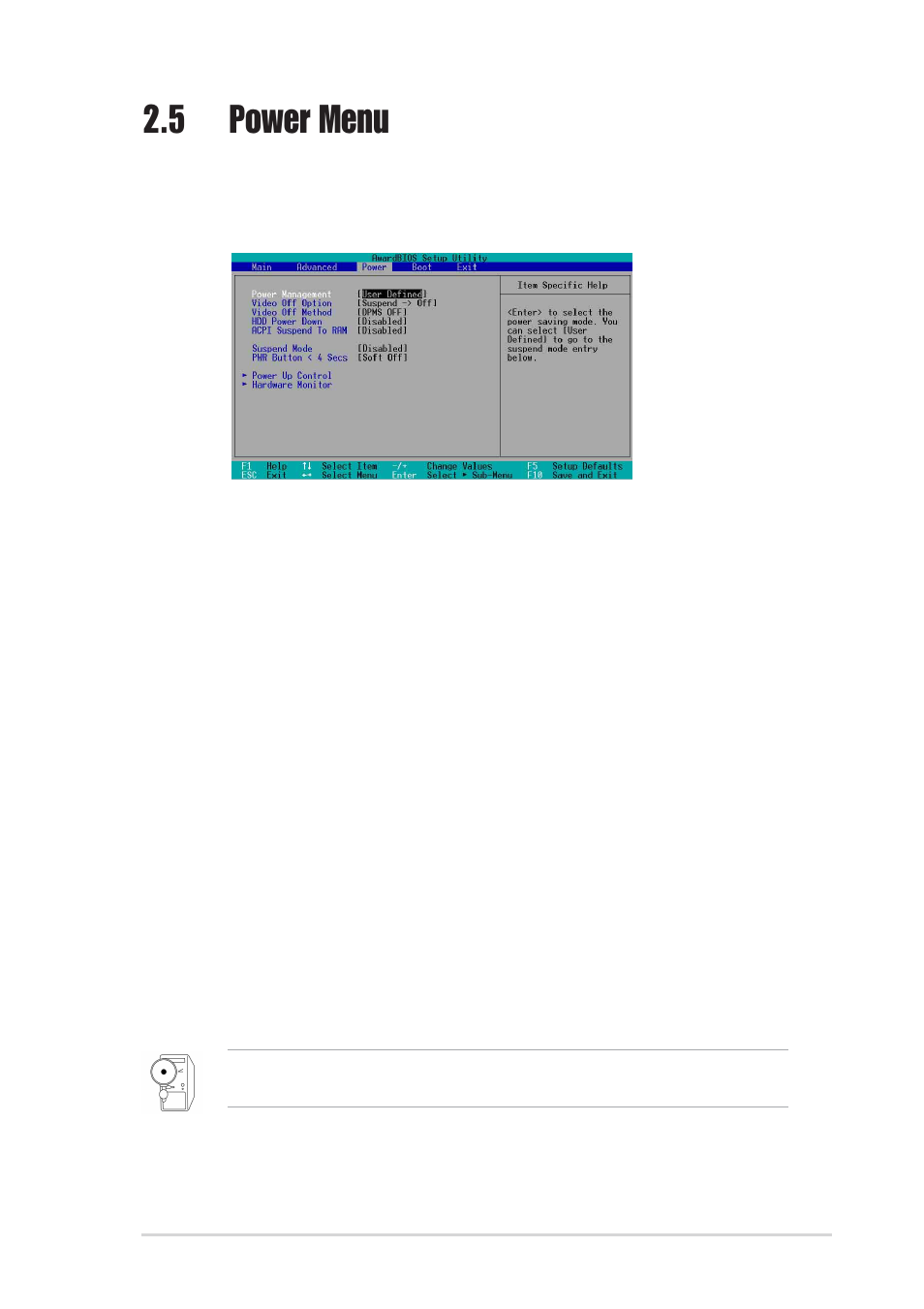 5 power menu | Asus A7S266-VM/U2 User Manual | Page 51 / 60