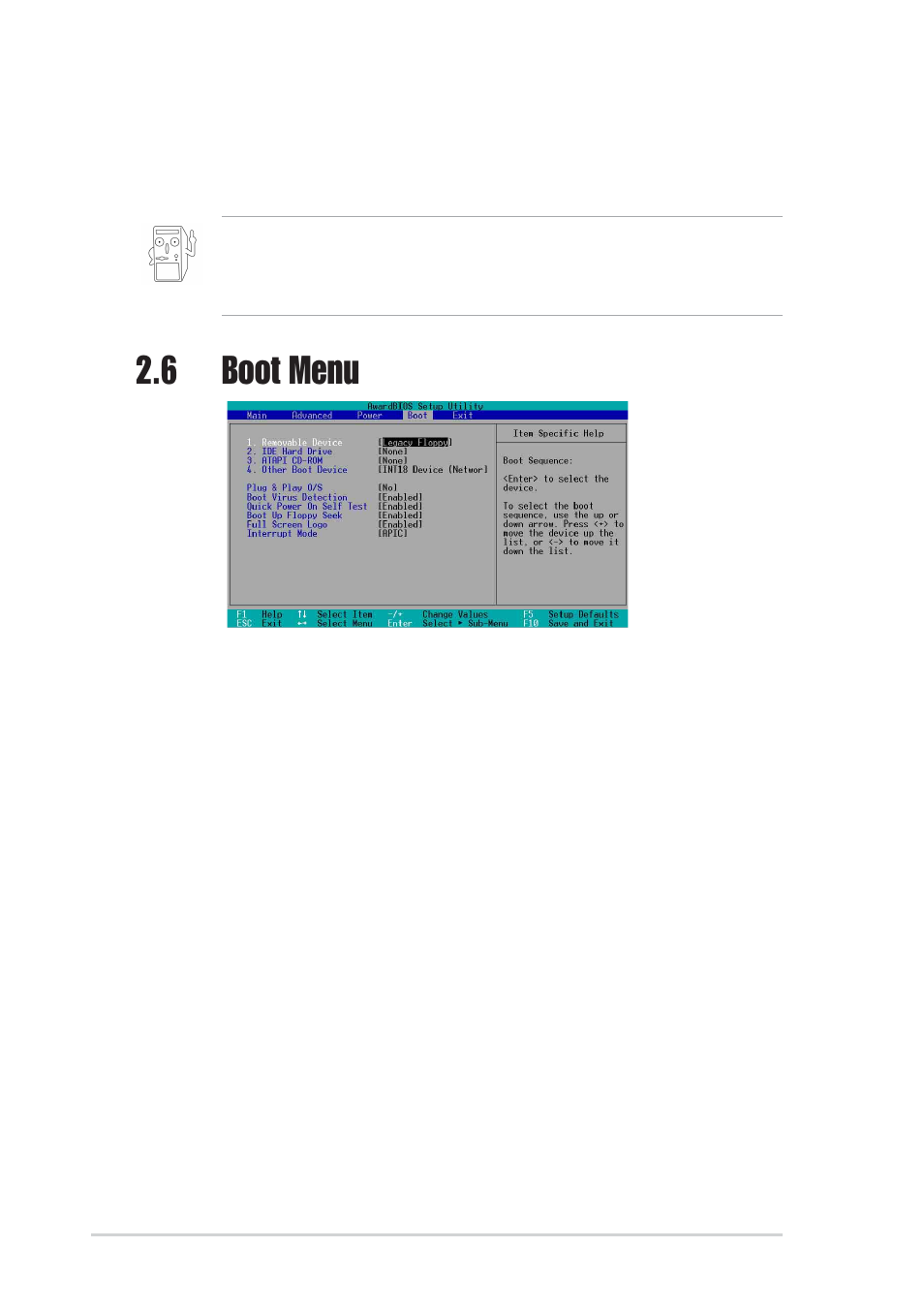 6 boot menu | Asus A7S266-VM/U2 User Manual | Page 54 / 60