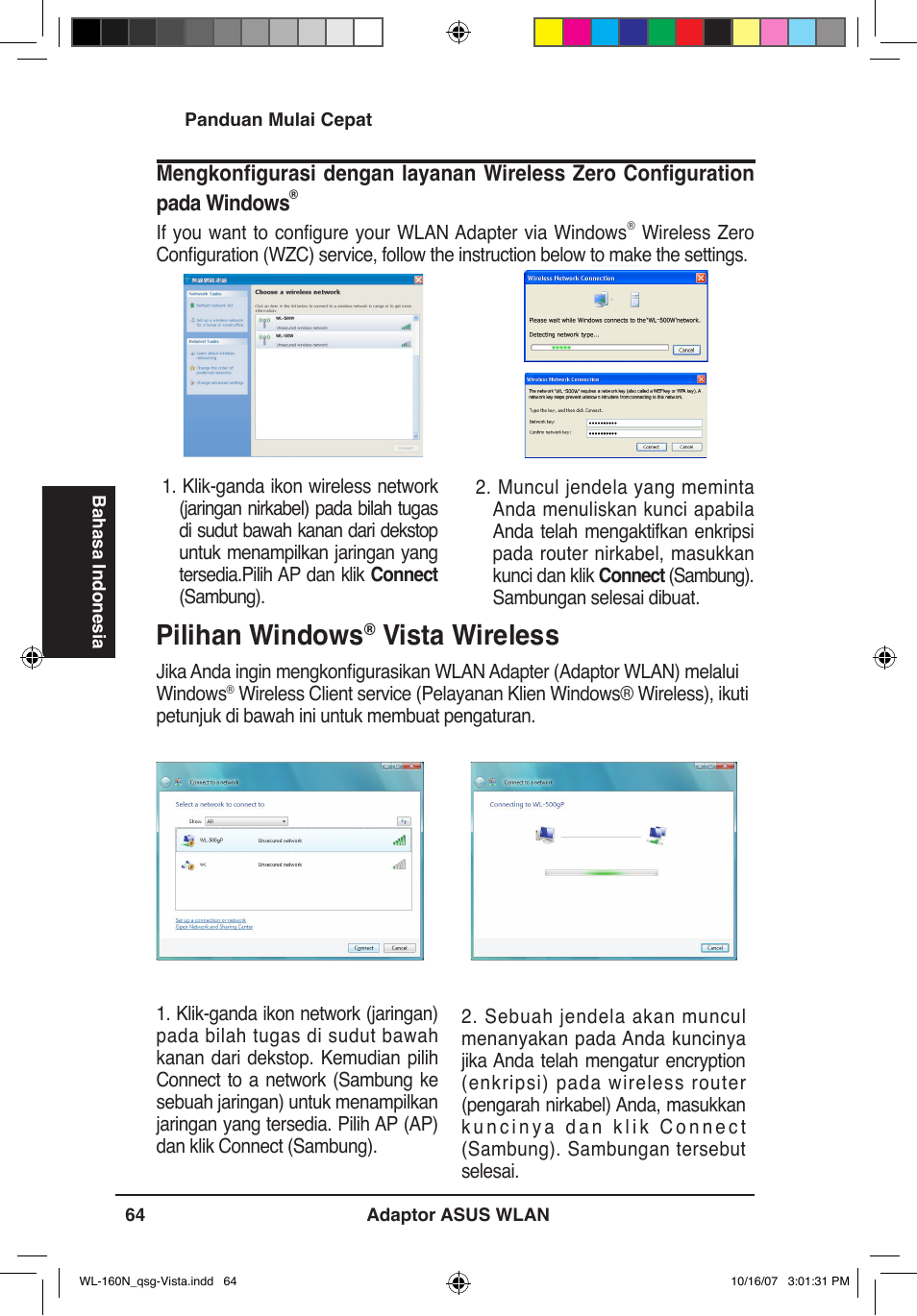 Pilihan windows, Vista wireless | Asus WL-160N User Manual | Page 67 / 80