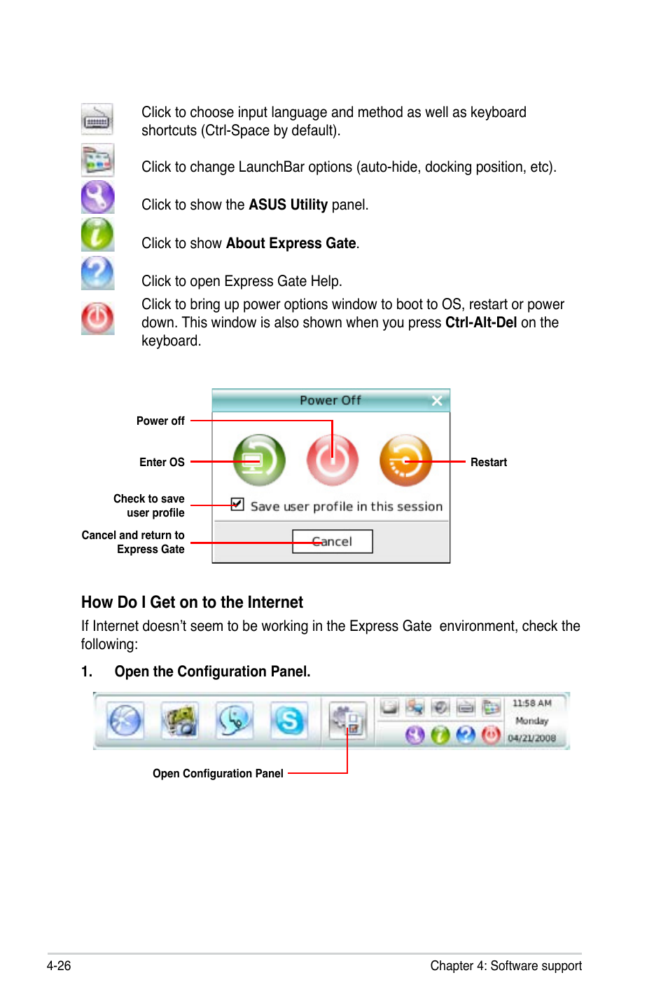How do i get on to the internet | Asus P5QL User Manual | Page 126 / 136