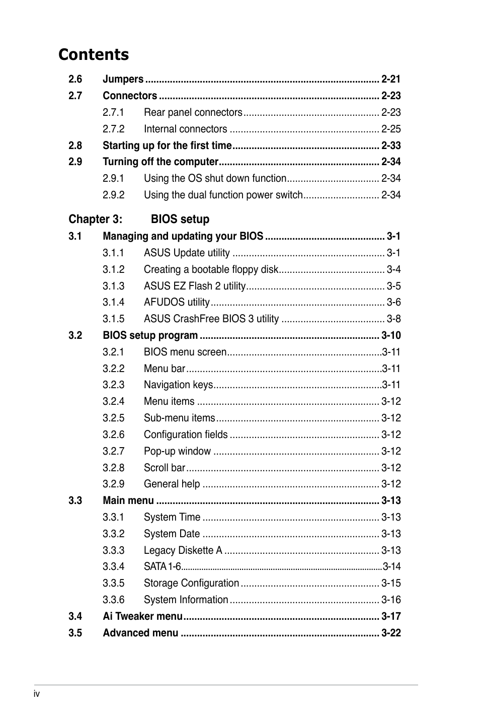 Asus P5QL User Manual | Page 4 / 136