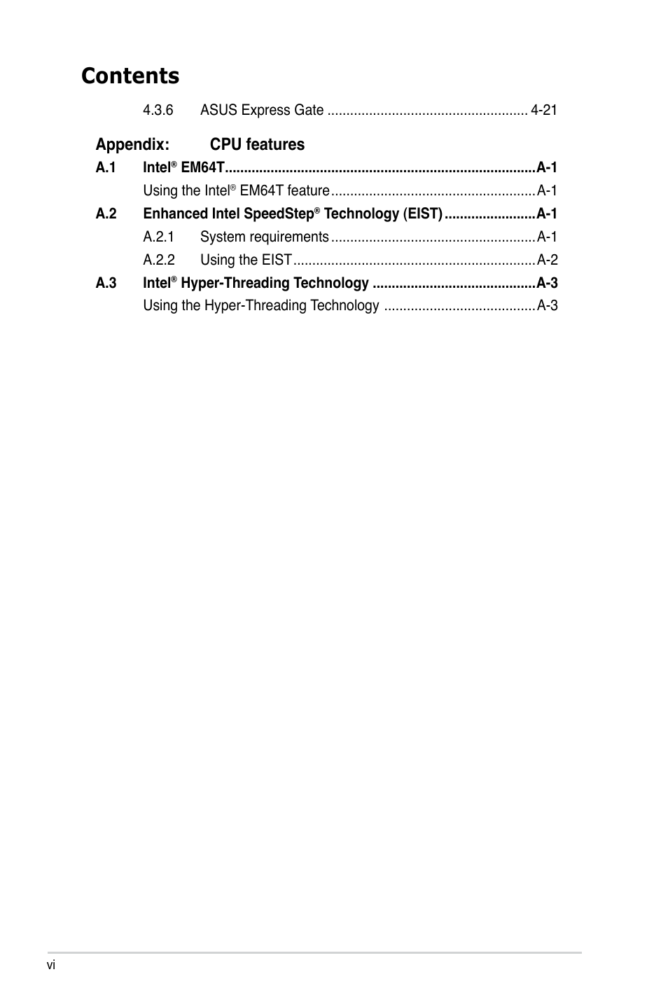 Asus P5QL User Manual | Page 6 / 136