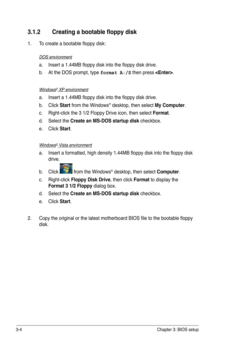 2 creating a bootable floppy disk, Creating a bootable floppy disk -4 | Asus P5QL User Manual | Page 62 / 136