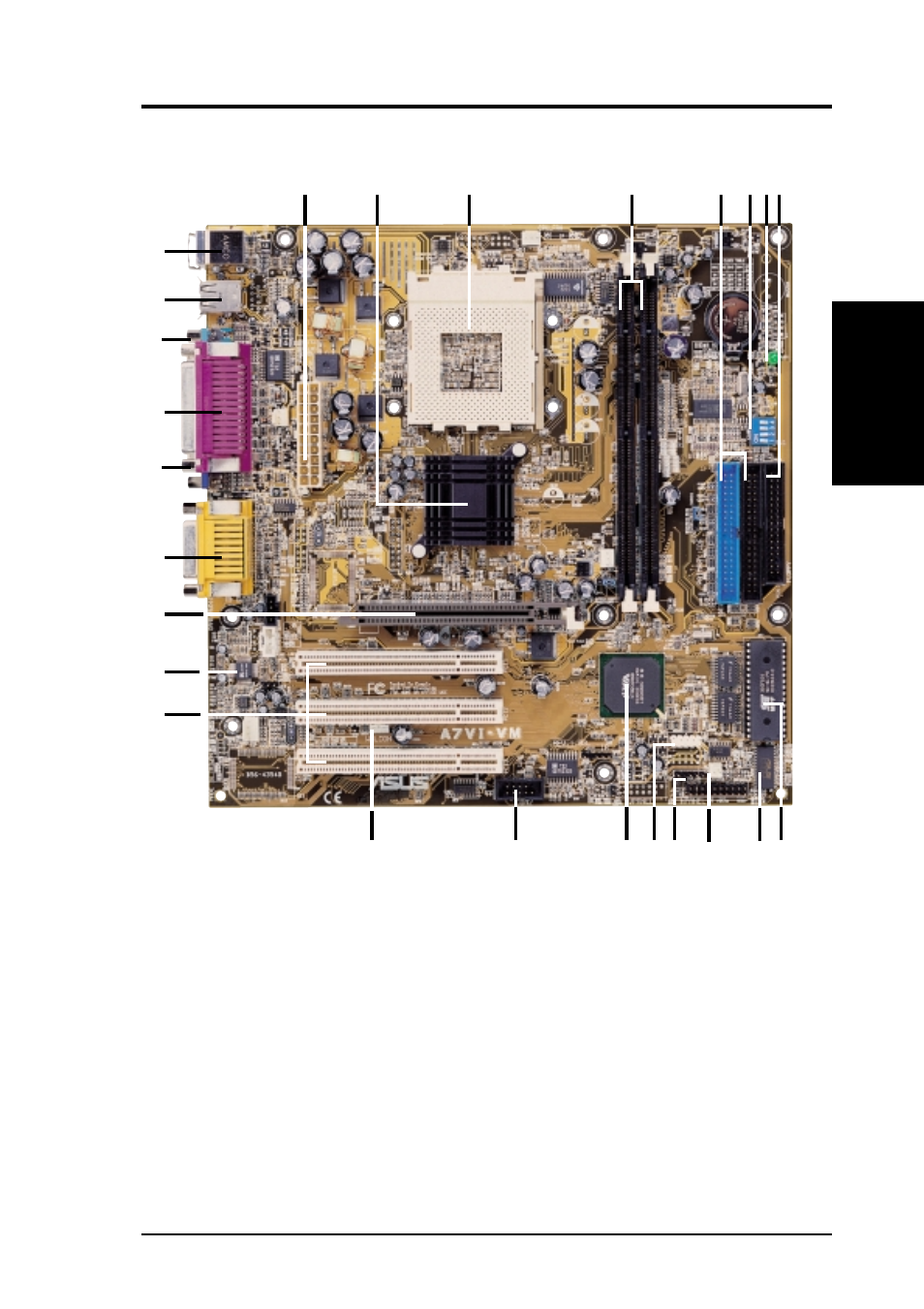 Features, 1 component locations | Asus A7VI-VM User Manual | Page 13 / 96