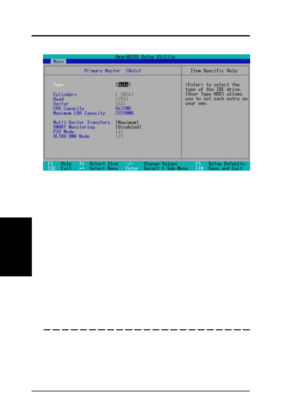 Bios setup, 1 primary & secondary master/slave | Asus A7VI-VM User Manual | Page 46 / 96