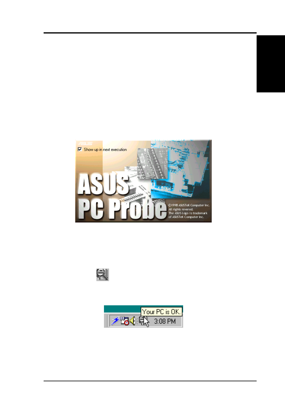 Software reference, 1 asus pc probe, 1 starting asus pc probe | Asus A7VI-VM User Manual | Page 77 / 96