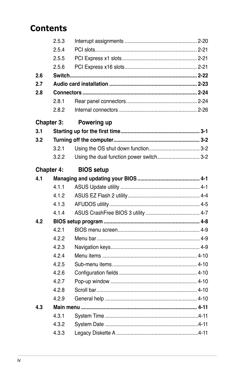 Asus P5E Deluxe User Manual | Page 4 / 174