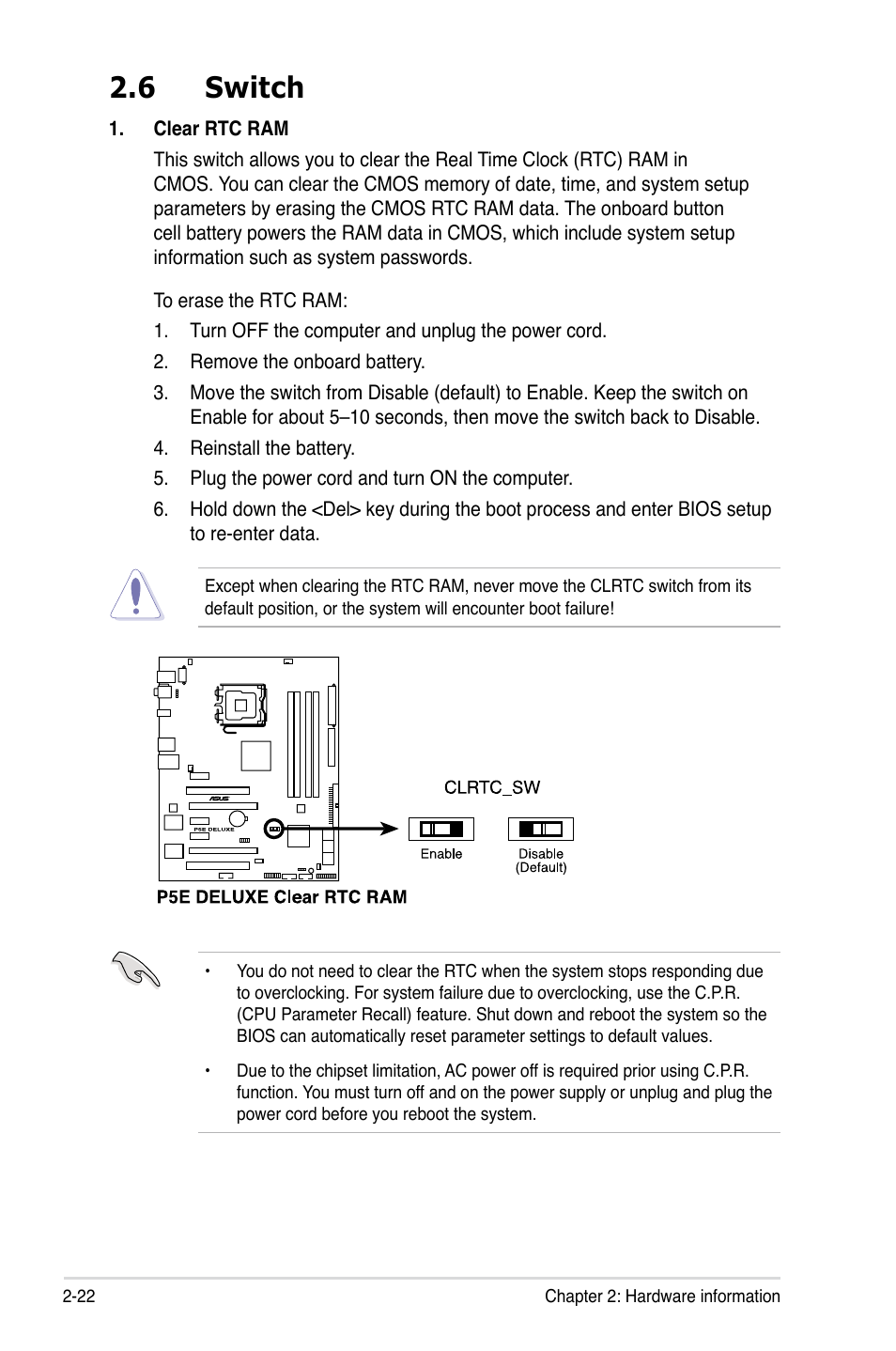 6 switch, Switch -22 | Asus P5E Deluxe User Manual | Page 48 / 174