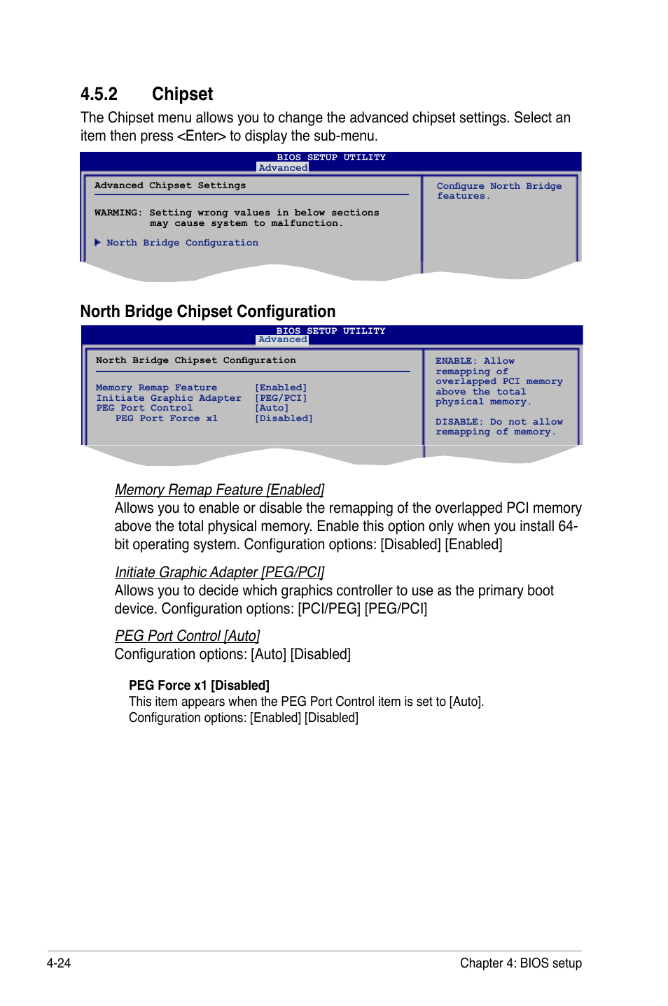 2 chipset, Chipset -24, North bridge chipset configuration | Asus P5E Deluxe User Manual | Page 90 / 174