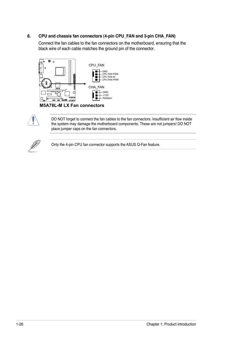 M5a78l-m lx fan connectors | Asus M5A78L-M LX User Manual | Page 36 / 64