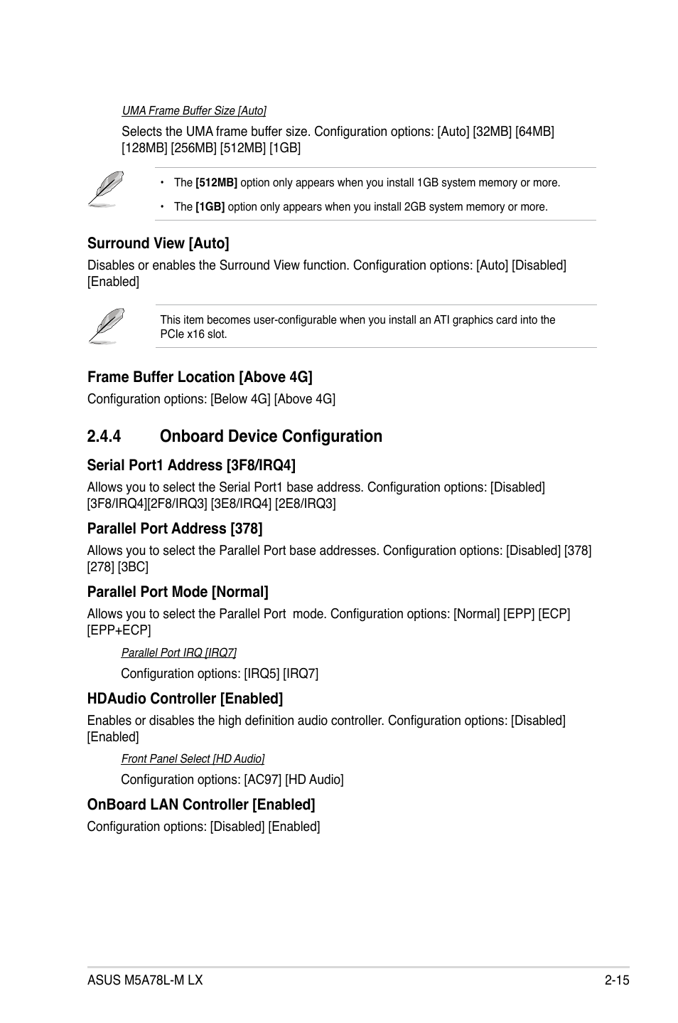 4 onboard device configuration, 4 onboard device configuration -15 | Asus M5A78L-M LX User Manual | Page 53 / 64