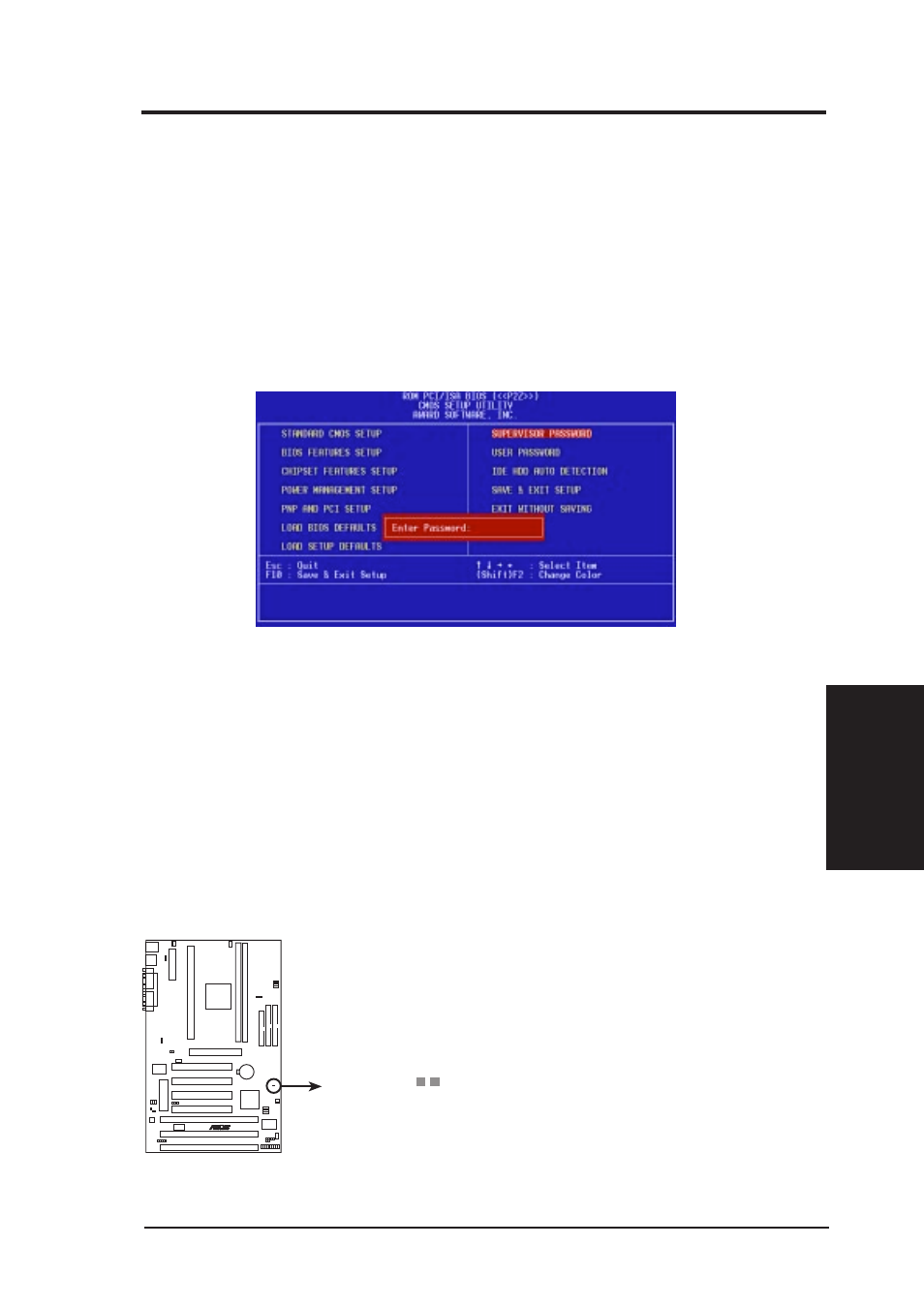 Iv. bios setup, Supervisor password and user password | Asus P2Z User Manual | Page 57 / 88