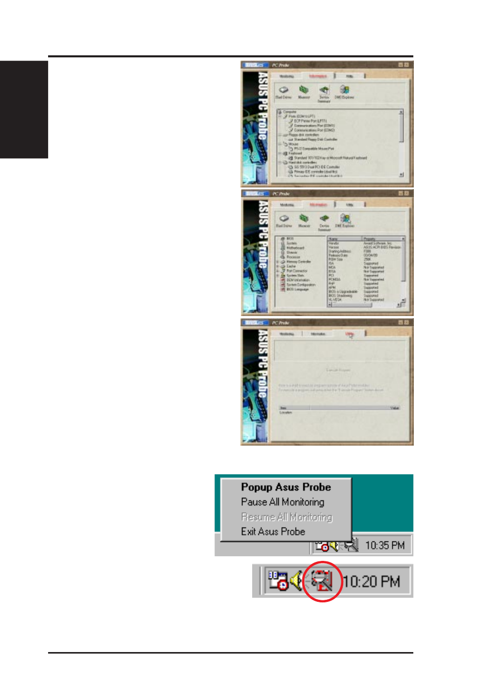 Vi. software reference, Asus pc probe task bar icon | Asus P2Z User Manual | Page 66 / 88