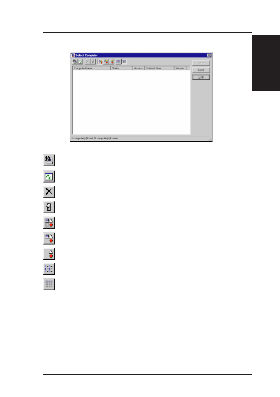 Vi. software reference, Using the select computer dialog box | Asus P2Z User Manual | Page 69 / 88