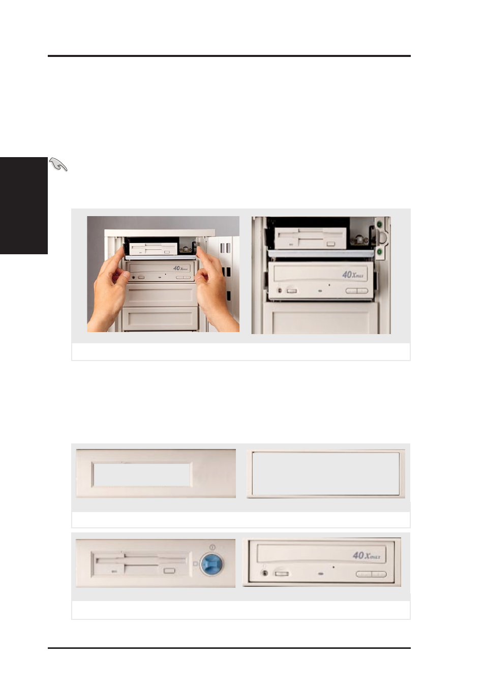 Ii. system components, Fixed storage devices, Floppy drive and cd-rom | Floppy drive and storage device spacers | Asus AP2000 User Manual | Page 20 / 40