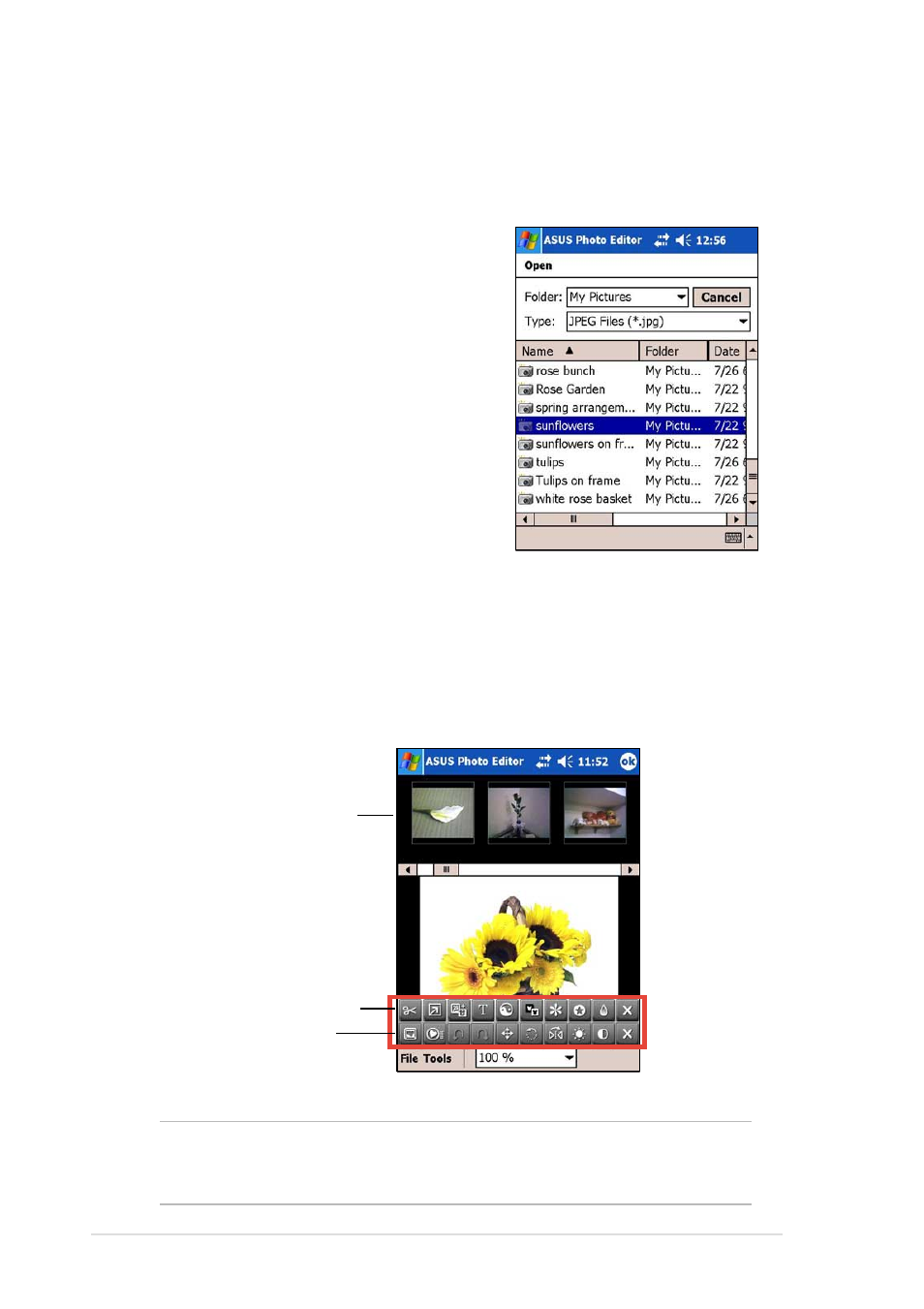 Photo editor functions | Asus MyPal A730 User Manual | Page 100 / 204