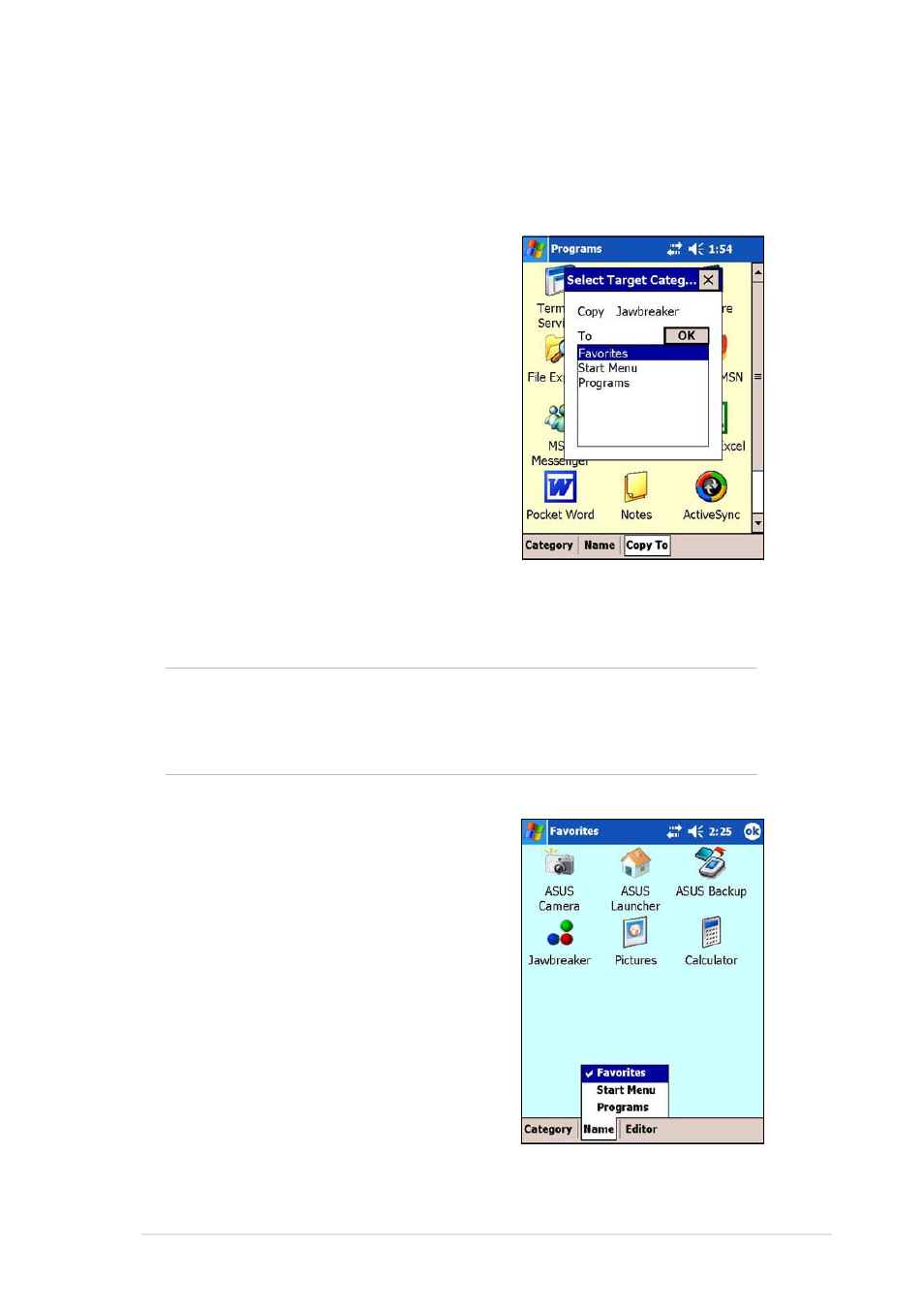 Customizing an existing category | Asus MyPal A730 User Manual | Page 107 / 204