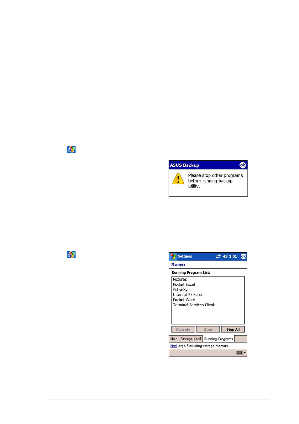 Asus backup, Accessing asus backup | Asus MyPal A730 User Manual | Page 109 / 204