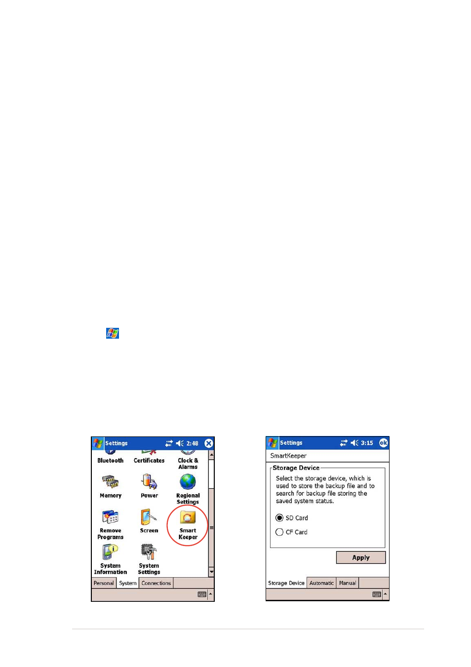 Asus smartkeeper, Automatic backup, Requirements for automatic backup | Enabling automatic backup | Asus MyPal A730 User Manual | Page 115 / 204