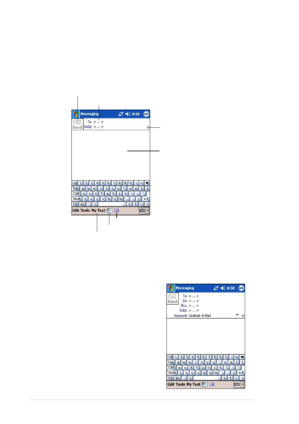 Composing messages | Asus MyPal A730 User Manual | Page 138 / 204