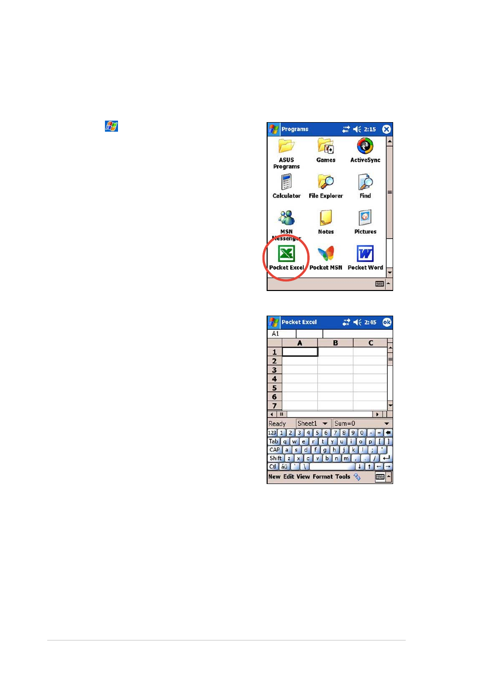 Creating a pocket excel document | Asus MyPal A730 User Manual | Page 152 / 204