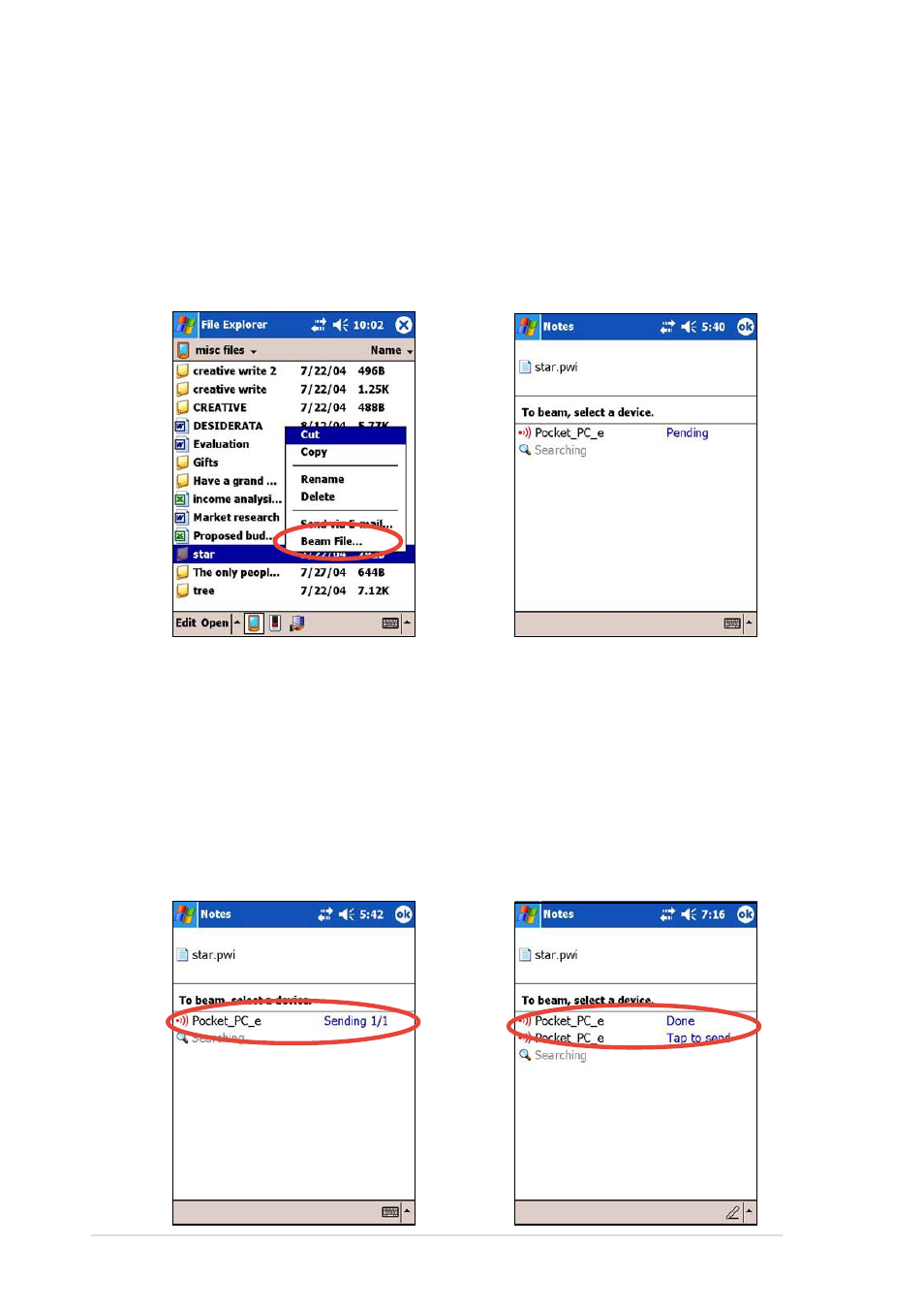 Sending infrared beams | Asus MyPal A730 User Manual | Page 182 / 204