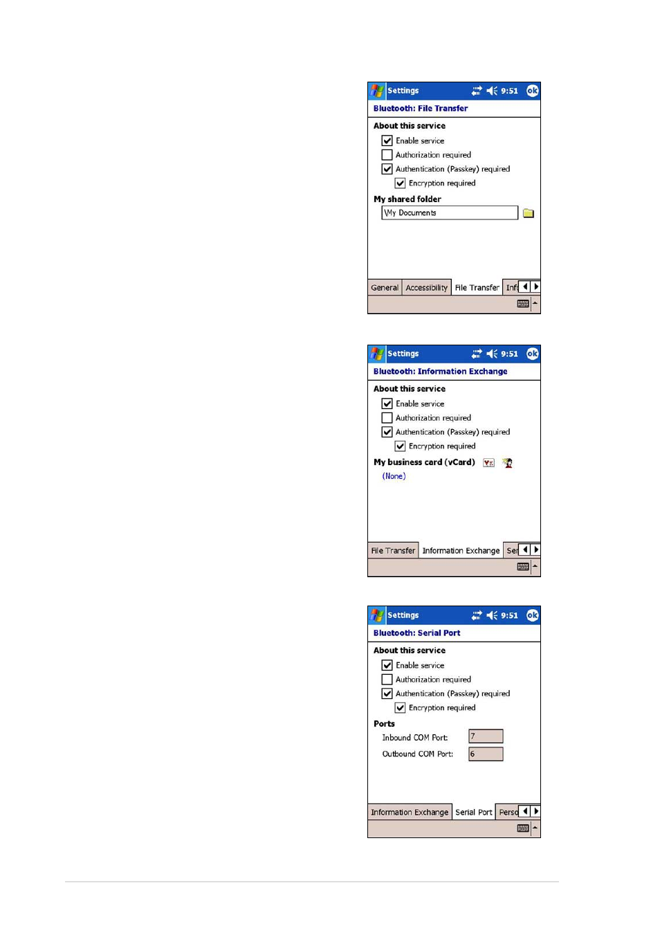 File transfer, Information exchange, Serial port | Asus MyPal A730 User Manual | Page 186 / 204